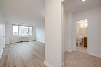 Renovated studio living space, including closet, and bathroom - Photo Gallery 7