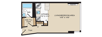 Studio B Floorplan at 2400 Pennsylvania Avenue Apartments