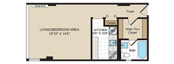 Studio C Floorplan at 2400 Pennsylvania Avenue Apartments