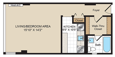 Studio C Floorplan at 2400 Pennsylvania Avenue Apartments