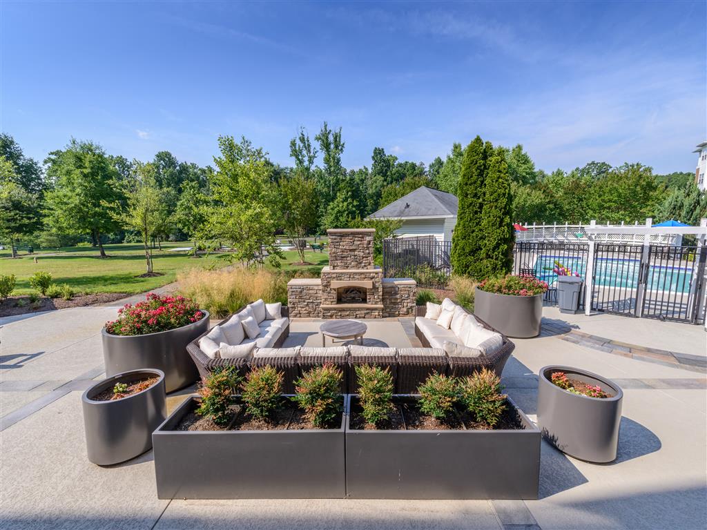 Relaxing Patio Area with Custom Fireplace
