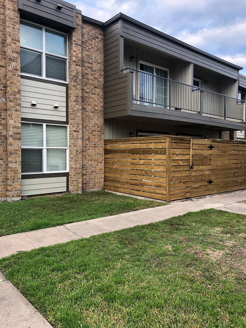 Exterior views of apartment buildings