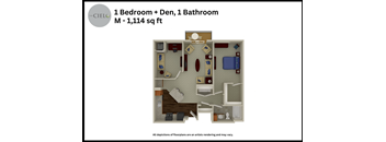 a floor plan of a room with a bedroom and bathroom