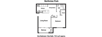 a floor plan of a house with a kitchen and a living room