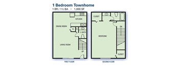 One Bedroom/One and a Half Bathroom