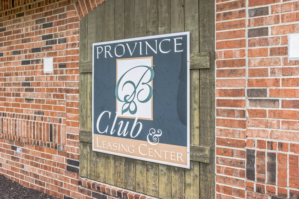 the logo or sign for provence club leasing center at Province of Briarcliff Apartments, Kansas City, 64118