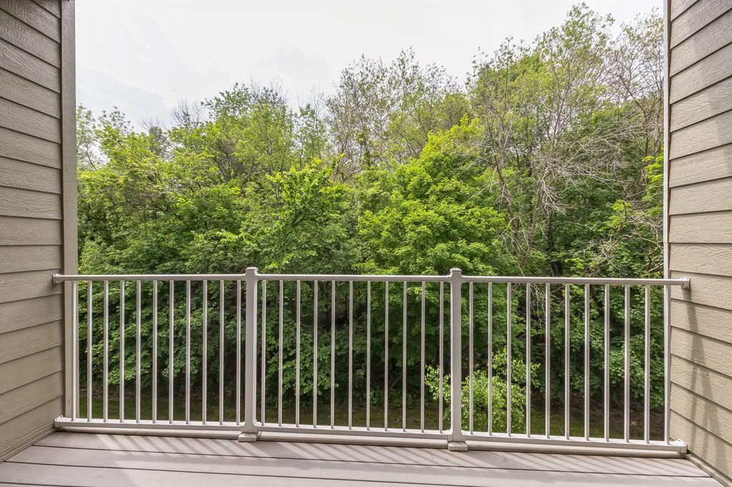 a balcony with a fence and a view of trees a balcony with a fence and a view of trees at Lake Ridge, Prior Lake, Minnesota