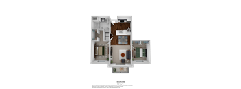 2Bed 2Bath Floor Plan at The Beckstead Apartments, South Jordan, 84095