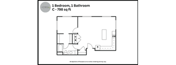 the floor plan of 1 bedroom 1 bathroom c 279 sq ft