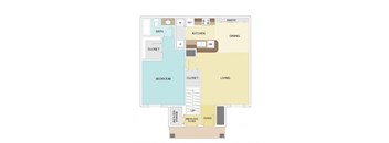 a floor plan of a living room and a dining room
