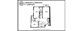 the floor plan of 2 bedroom 1 bathroom apt