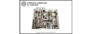 a floor plan of 2 bedroom 2 bathroom g 1 1120 sq ft