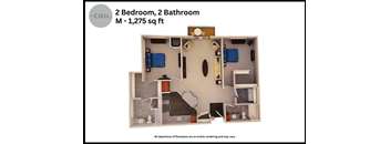 a floor plan of a 2 bedroom 2 bathroom m 1125 sq ft