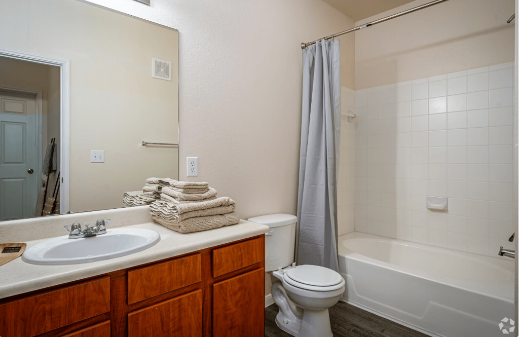 a bathroom with a sink toilet and bathtub