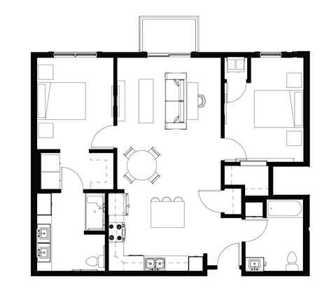 2 bed 2 bath A at The Hendrickson Apartments, Falcon Heights, MN
