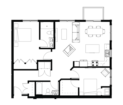 2 bed 2 bath C at The Hendrickson Apartments, Falcon Heights, Minnesota