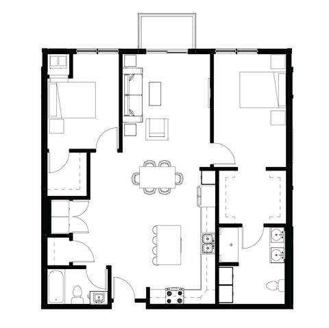 2 bed 2 bath D at The Hendrickson Apartments, Falcon Heights