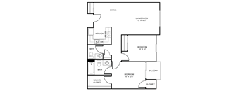 a floor plan of a house with a bedroom and a living room