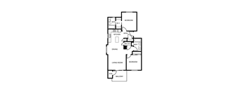 a floor plan of a house with a bedroom and a living room