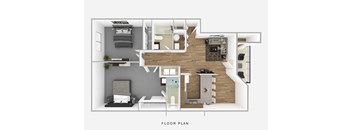 A floor plan of a house with a living room, kitchen, dining room, and bedrooms.