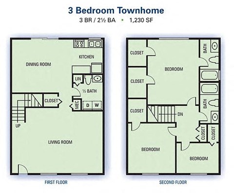 Three Bedroom/ Two and a Half Bathroom
