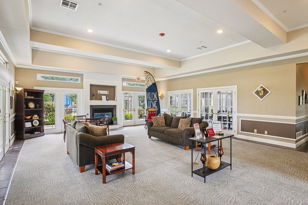 A living room with a fireplace and a couch.