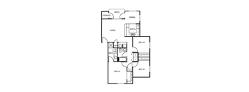 a floor plan of a house with a bedroom and a living room