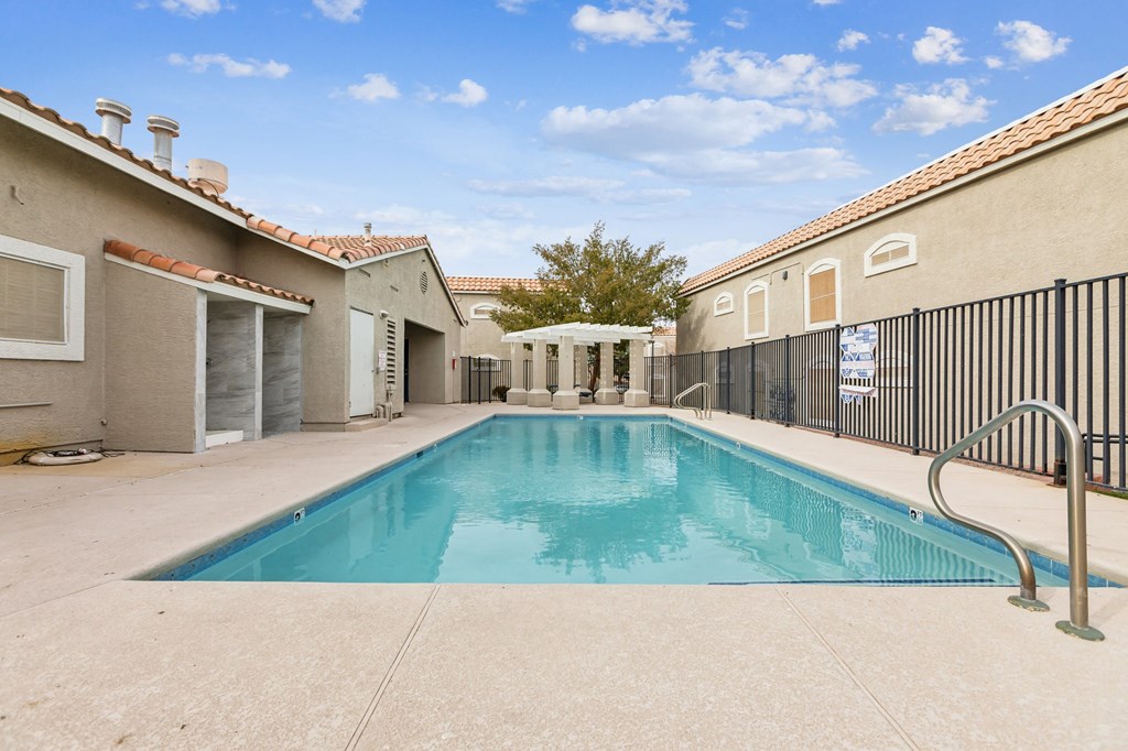 A swimming pool in a residential area.