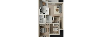 A 3D rendered image of a modern bathroom.
