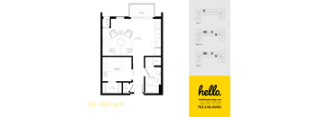 A5 Floor Plan at Hello Apartments, Minnesota, 55427