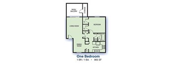 Aspen Pointe - One Bedroom Floor Plan