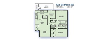 Aspen Pointe - Two Bedroom B Floor Plan