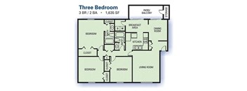Aspen Pointe - Three Bedroom Floor Plan