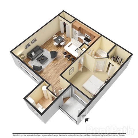 3d floor plan for a small apartment