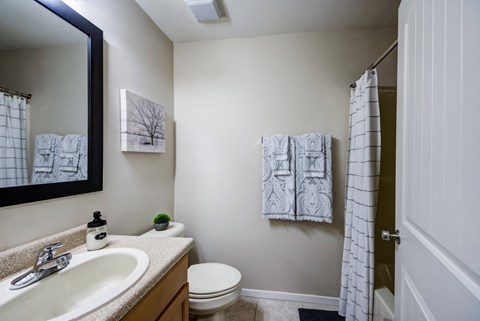 full bathroom with sink toilet and shower at the reserve at walnut creek apartments