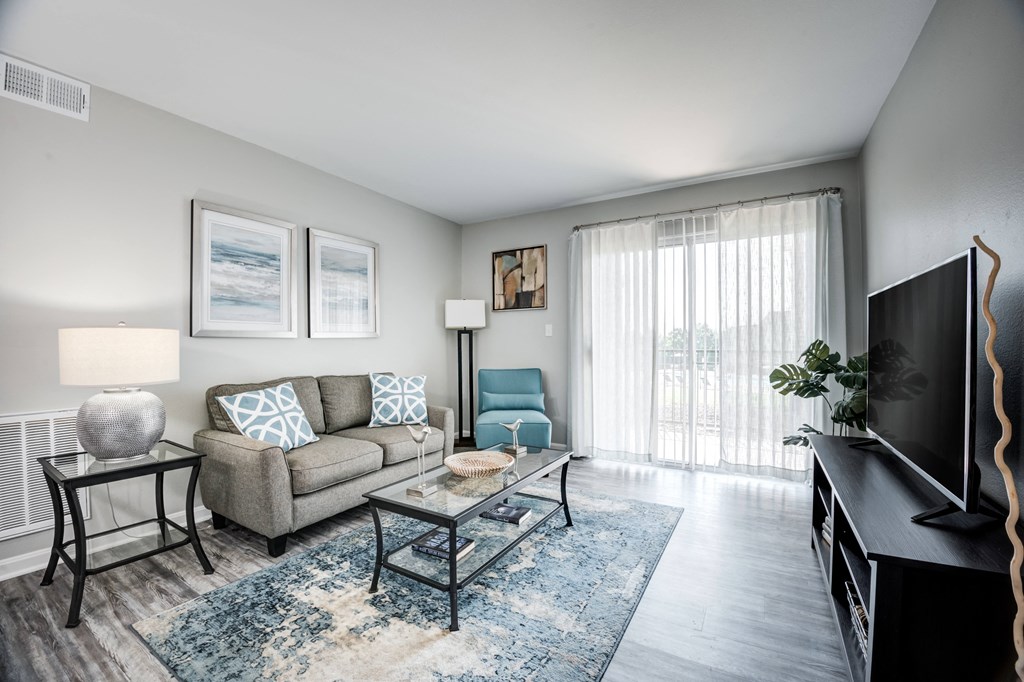 our apartments offer a living room with a couch and a tv