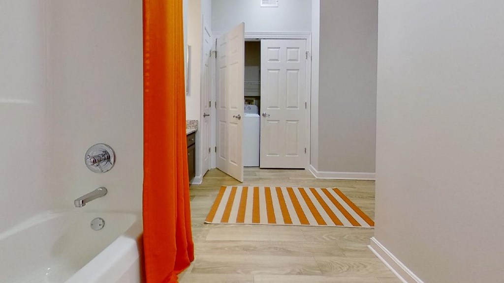 a bathroom with a tub