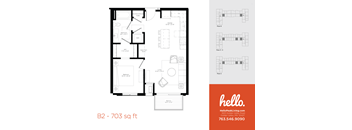 B2 Floor Plan at Hello Apartments, Minneapolis, MN