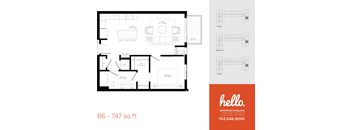 B6 Floor Plan at Hello Apartments, Minnesota