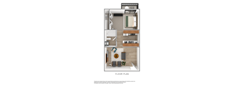 a stylized floor plan of a 1 bedroom floor plan