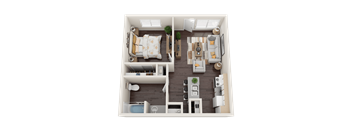 a floor plan of a 1 bedroom apartment