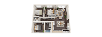 a 3d floor plan of a 1 bedroom apartment