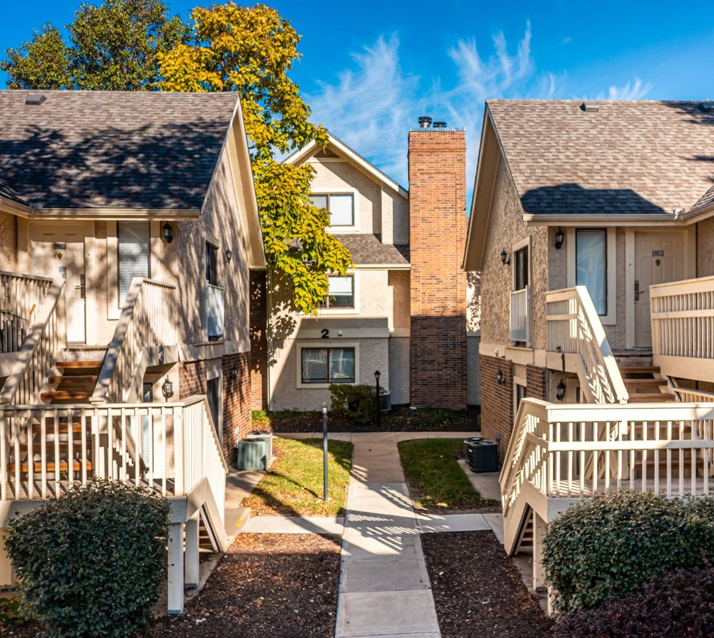 sidewalks leading to apartments