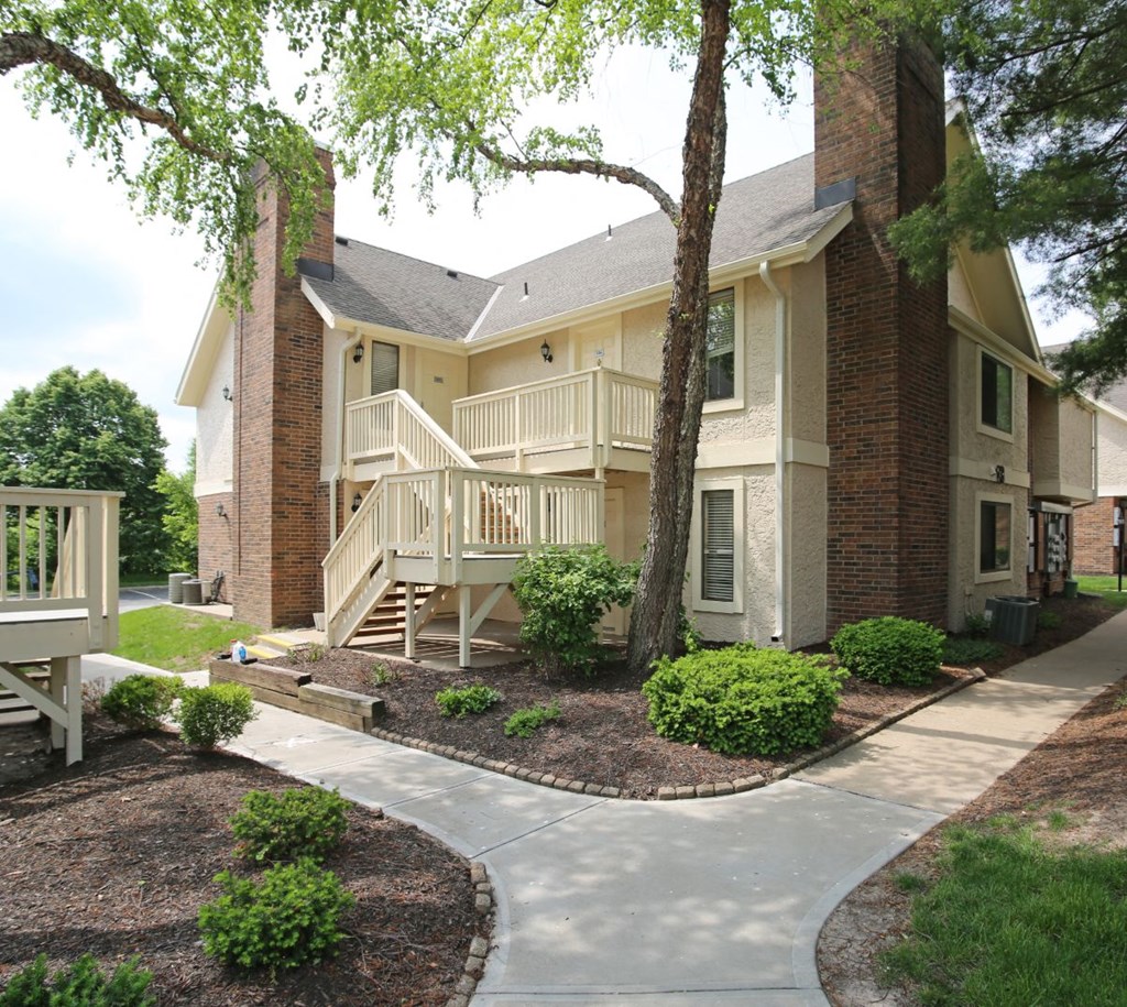 sidewalks leading to apartments
