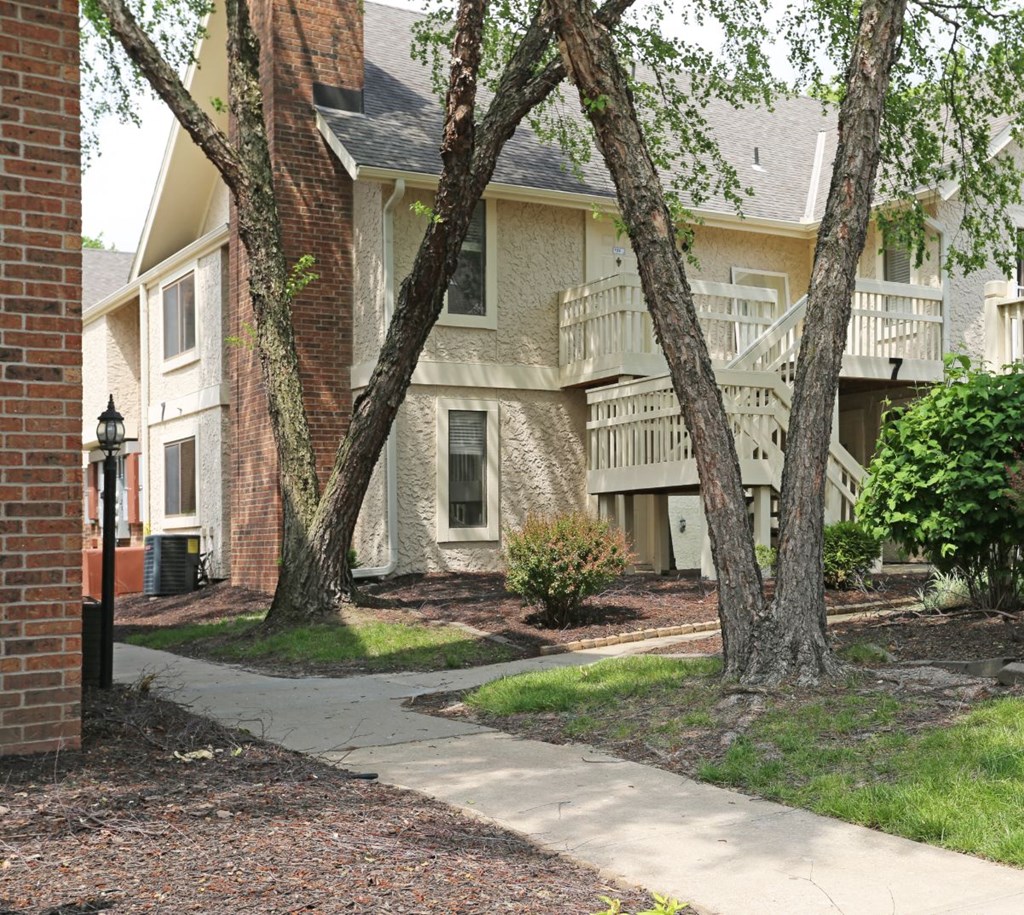 sidewalks leading to apartments