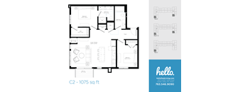 C2 Floor Plan at Hello Apartments, Minneapolis