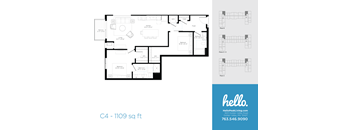 C4 Floor Plan at Hello Apartments, Minneapolis, MN, 55427