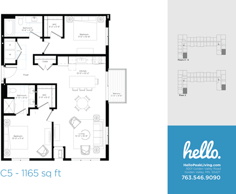 C5 Floor Plan at Hello Apartments, Minneapolis, MN