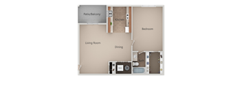 a floor plan of a apartment with a bedroom and a living room