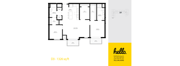 D3 Floor Plan at Hello Apartments, Minneapolis